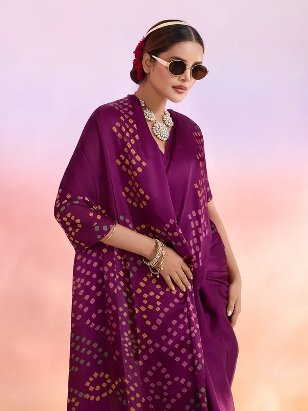 Pink_And_Yellow_Art_Silk_Solid/Plain_Tie-Dye_Geometric_Print_Saree_For_Women