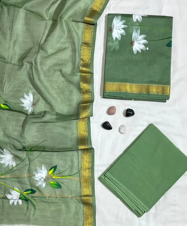 Minimalist_Lotus_Print_Mehendi_Green_Maheshwari_Silk_Unstitched_Suit