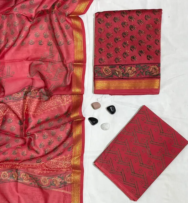 Traditional_Geometric_&_Floral_Block_Printed_Red_Maheshwari_Silk_Unstitched_Suit