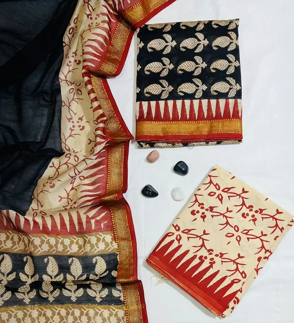 Traditional_Black_Paisley_Block_Printed_Maheshwari_Silk_Unstitched_Suit