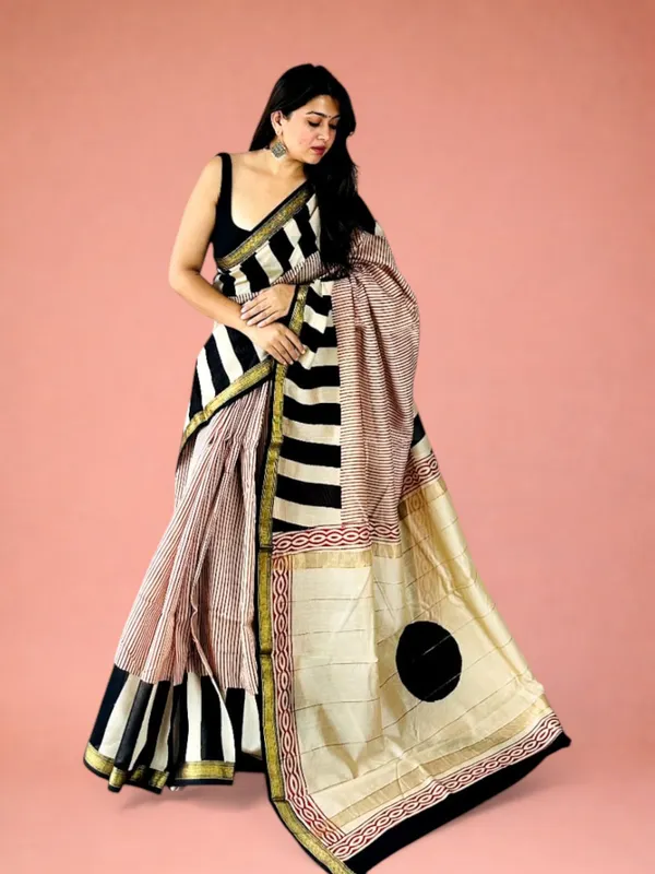 Rekha_Chand_Noir_Striped_&_Polka_Hand_Block_Printed_Maheshwari_Silk_Saree_1088