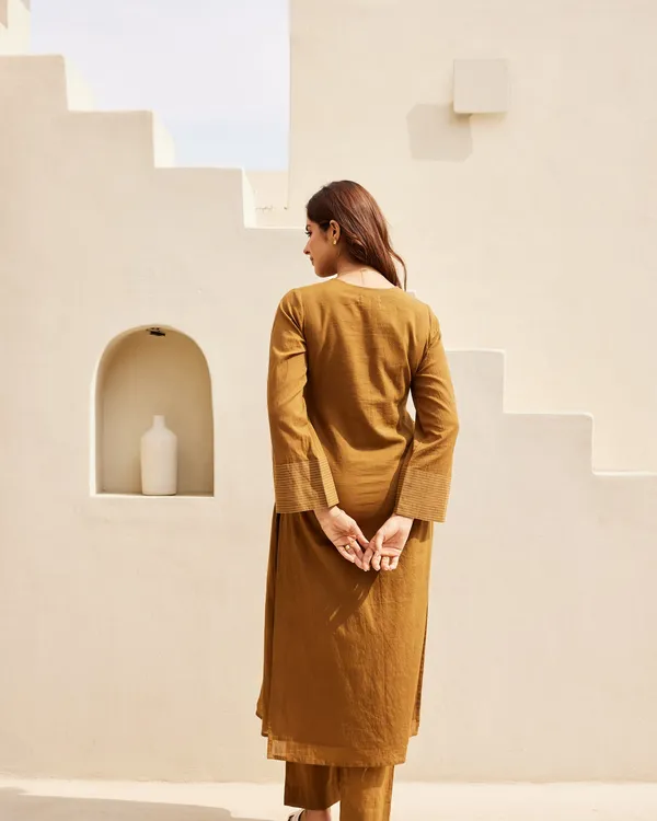 Brown_Mulmul_Kurta_Set
