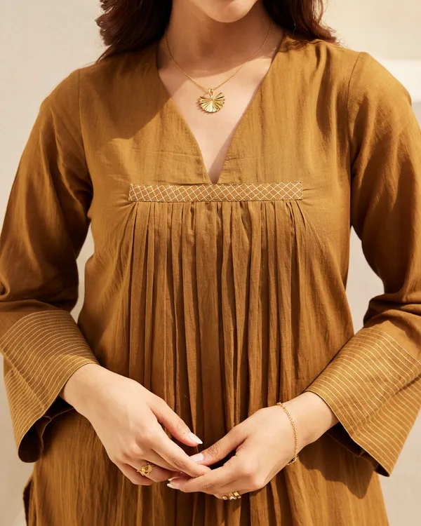 Brown_Mulmul_Kurta_Set