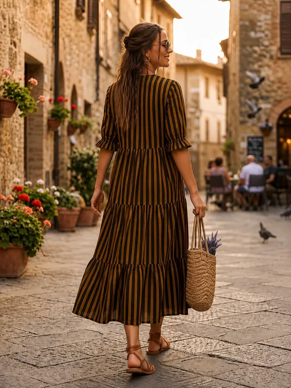 Copper_Black_Striped_Cotton_Gown