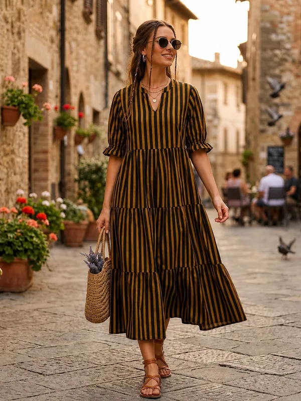 Copper_Black_Striped_Cotton_Gown