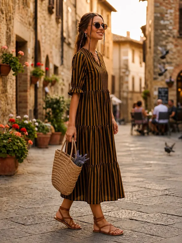 Copper_Black_Striped_Cotton_Gown