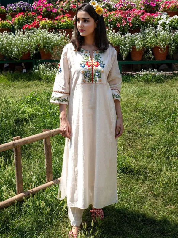Off_White_Cotton_A_Line_Kurta_Set_For_Women