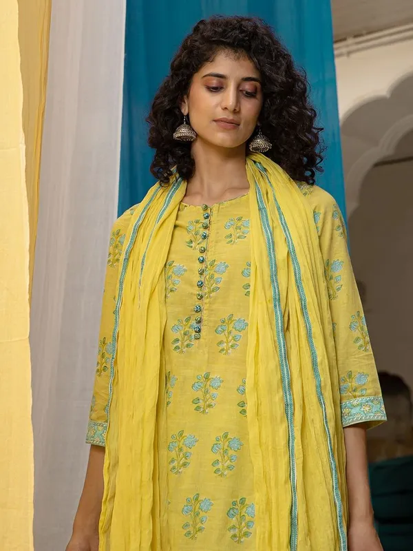 Lemon_Yellow_Hand_Block_Printed_Cambric_Cotton_Suit