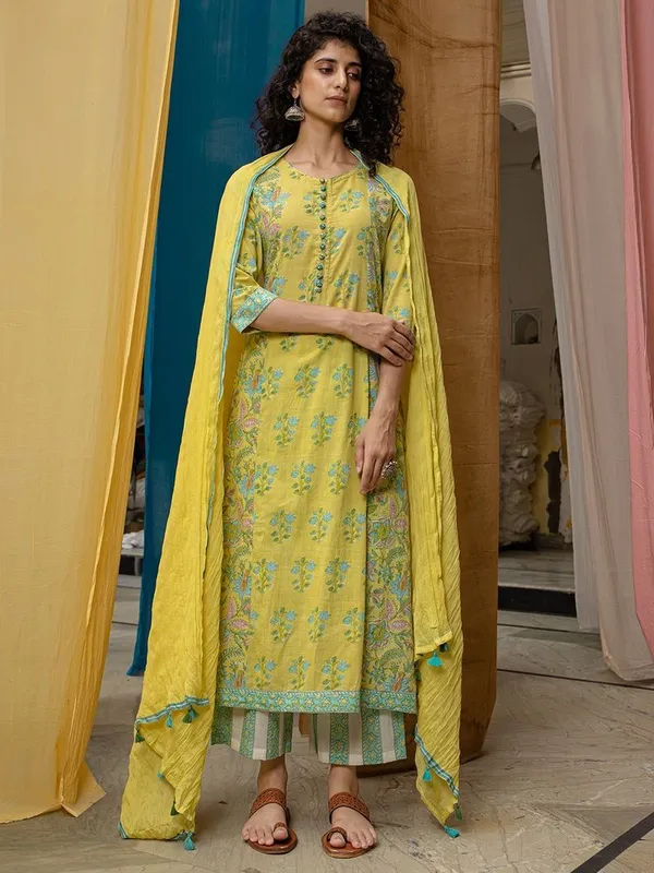 Lemon_Yellow_Hand_Block_Printed_Cambric_Cotton_Suit