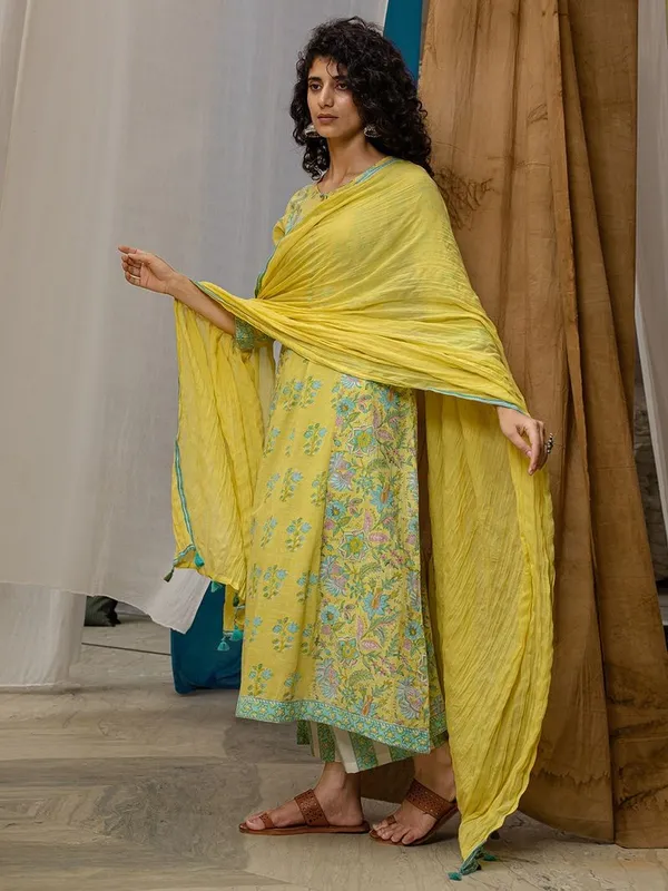 Lemon_Yellow_Hand_Block_Printed_Cambric_Cotton_Suit