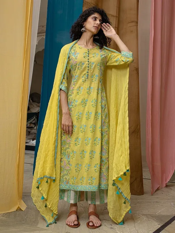 Lemon_Yellow_Hand_Block_Printed_Cambric_Cotton_Suit