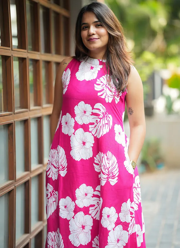 Magenta_Pink_Flower_Printed_Office_Wear_Cord_Set