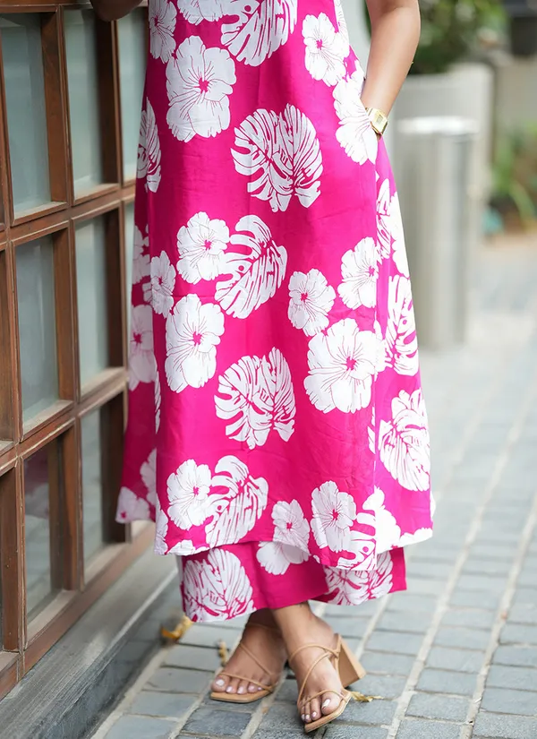 Magenta_Pink_Flower_Printed_Office_Wear_Cord_Set