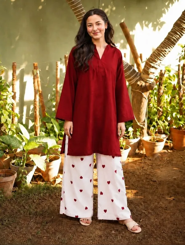 Maroon_Embroidered_Cotton_Kurta_and_Palazzo_Set