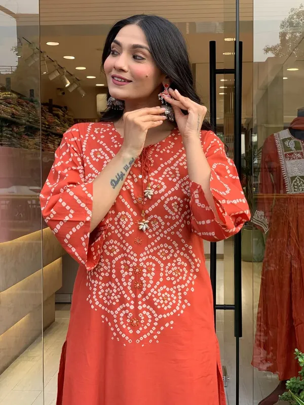 Rust_Cotton_Kurta_Set_For_Women