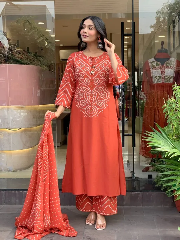 Rust_Cotton_Kurta_Set_For_Women