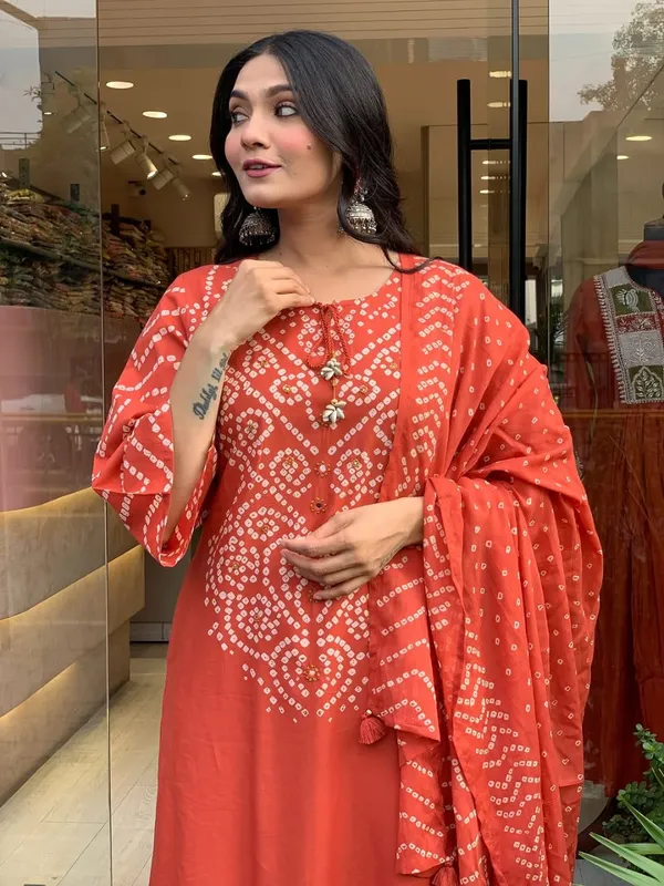 Rust_Cotton_Kurta_Set_For_Women