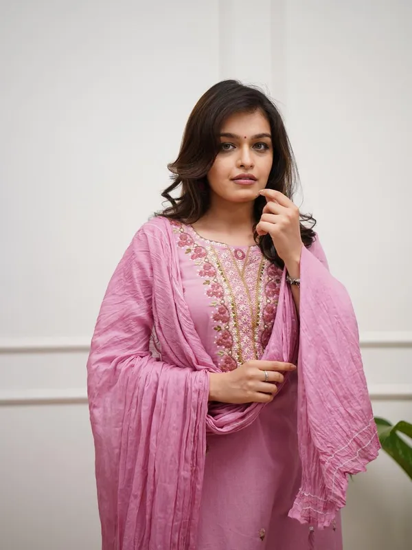 Pink_Cotton_Rose_Embroidered_Kurta_Pant_Dupatta_Set_For_Women