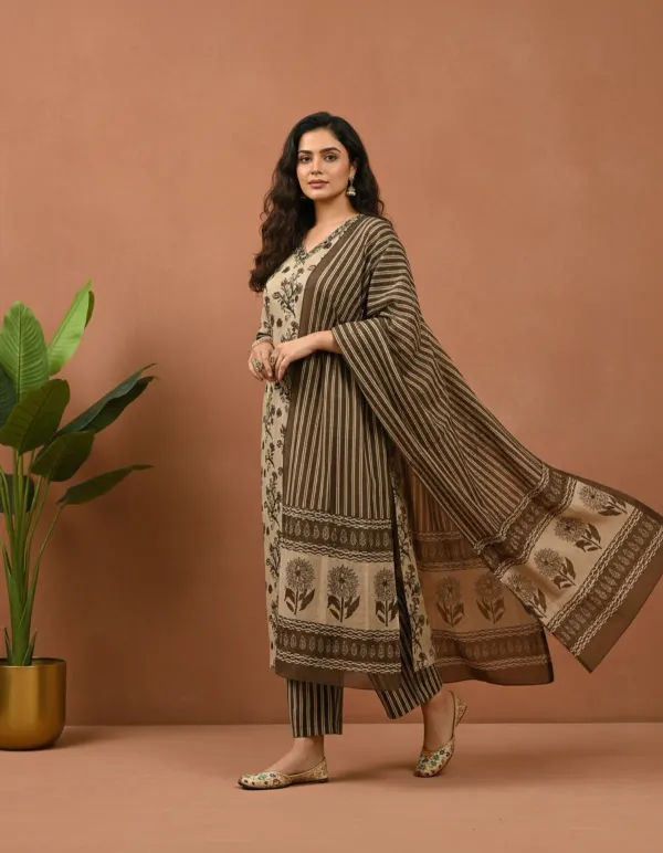 Poorvi'S_Brown_Cotton_Kurta_Set