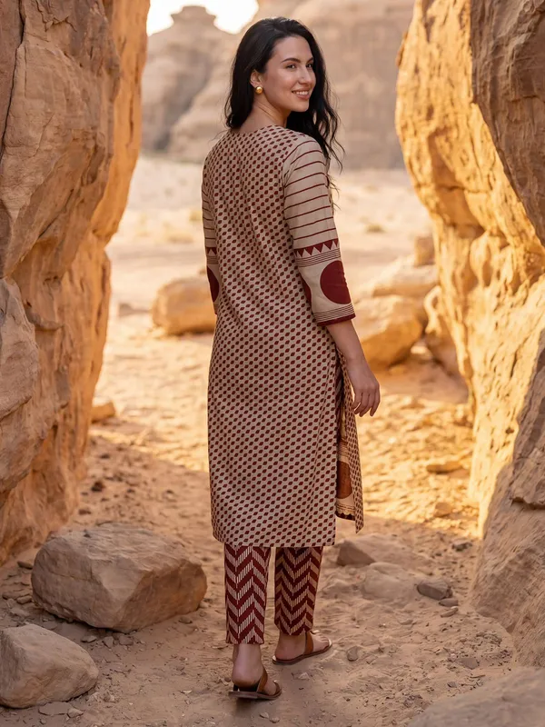 Rust_Cotton_Printed_Straight_Kurta_Pant_Dupatta_Set_For_Women