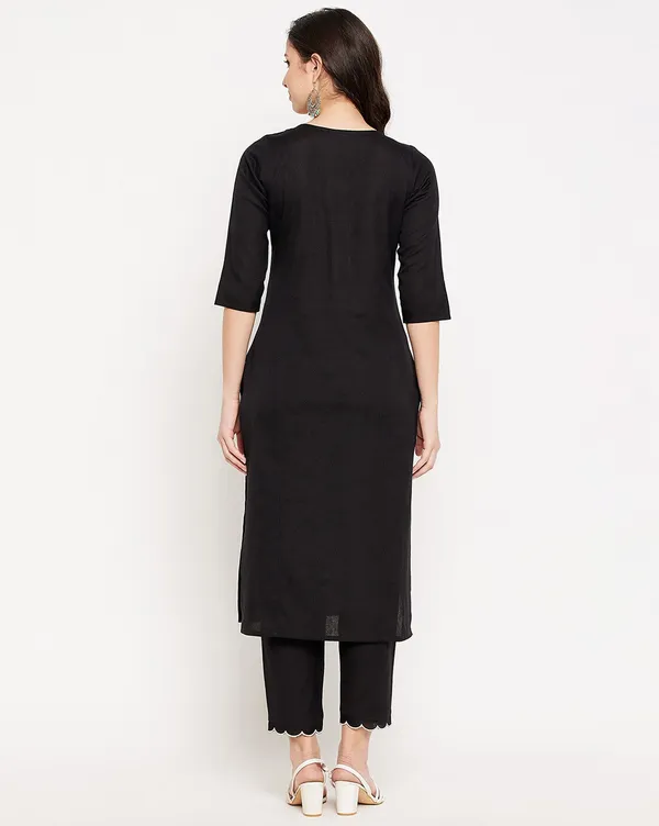 Black_Cotton_Embroidered_Straight_Kurta_With_Trousers_For_Women