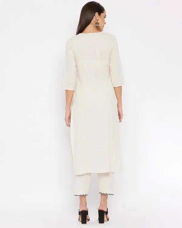 Off_White_Cotton_Straight_Embroidered_Kurta_With_Trousers_For_Women