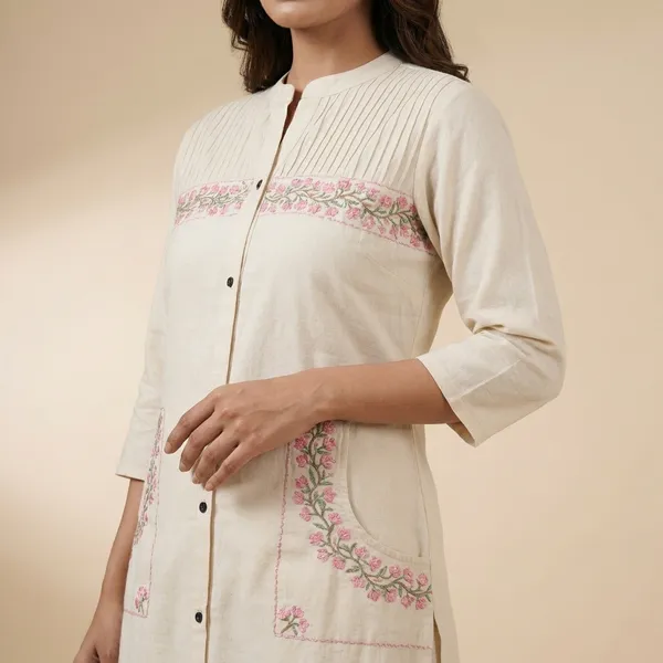 Beige_Rayon_Premium_Kurta_Pant_Set_For_Women