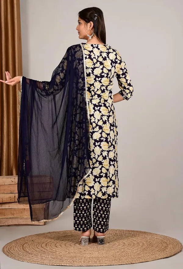 Navy_Blue_Cotton_Premium_Kurta_Set_For_Women