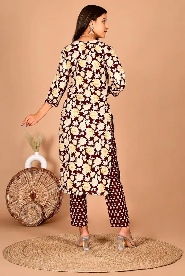 Maroon_Cotton_Premium_Kurta_Set_For_Women