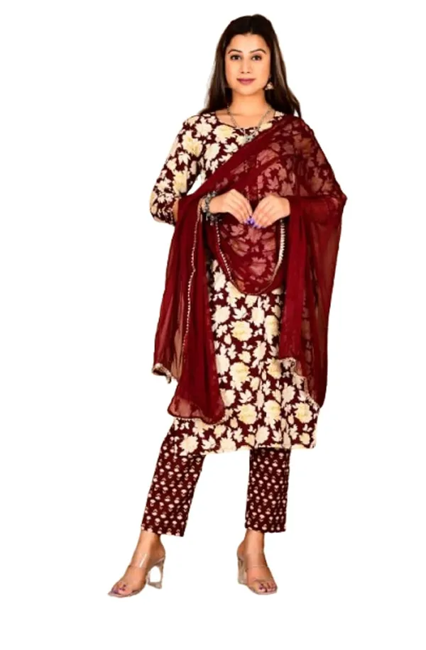 Maroon_Cotton_Premium_Kurta_Set_For_Women