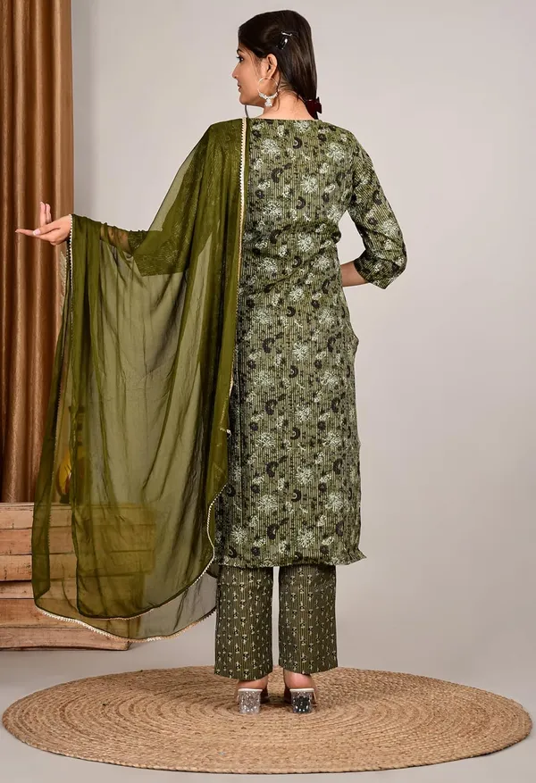 Olivegreen_Cotton_Premium_Kurta_Set_For_Women