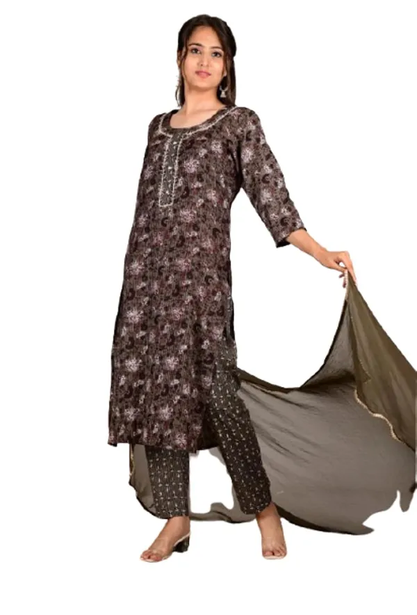 Dim_Grey_Cotton_Premium_Kurta_Set_For_Women