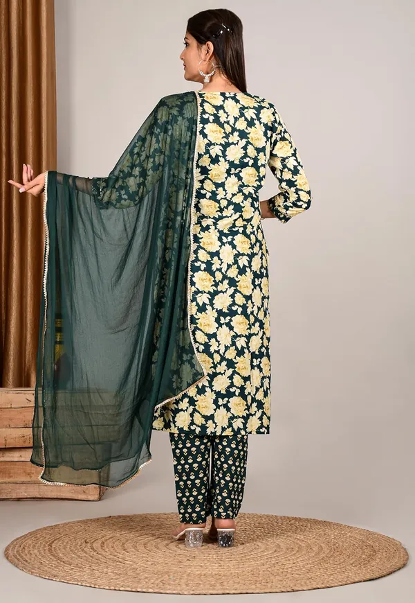 Bottle_Green_Cotton_Premium_Kurta_Set_For_Women
