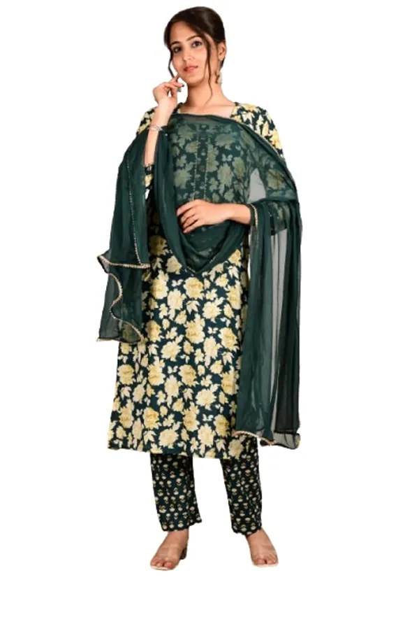 Bottle_Green_Cotton_Premium_Kurta_Set_For_Women