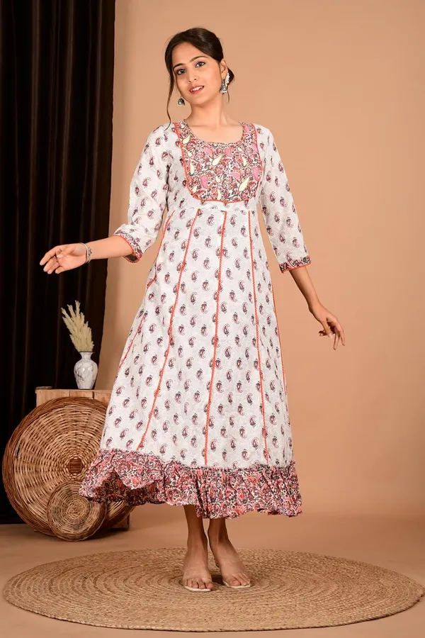 Peach_Cotton_Premium_Gown_Kurta_For_Women