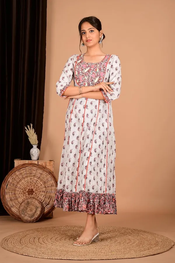 Peach_Cotton_Premium_Gown_Kurta_For_Women