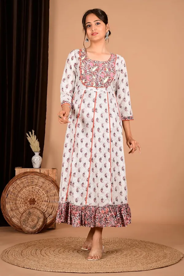 Peach_Cotton_Premium_Gown_Kurta_For_Women