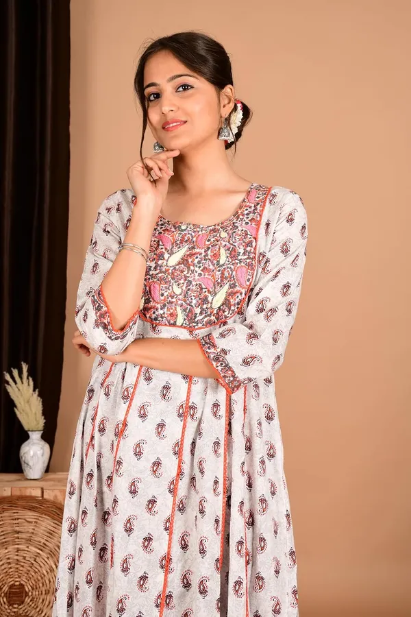 Peach_Cotton_Premium_Gown_Kurta_For_Women