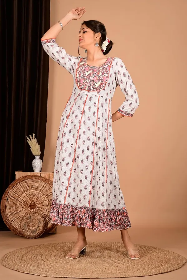 Peach_Cotton_Premium_Gown_Kurta_For_Women