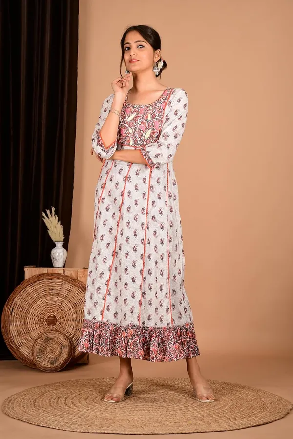 Peach_Cotton_Premium_Gown_Kurta_For_Women