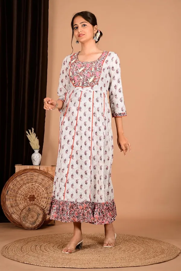 Peach_Cotton_Premium_Gown_Kurta_For_Women