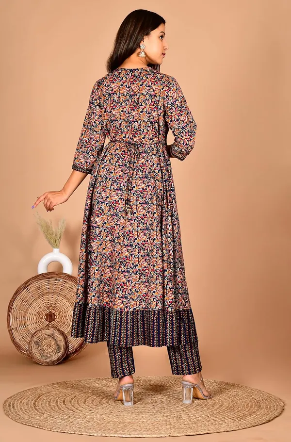Navyblue_Cotton_Premium_Anarkali_Kurta_Set_For_Women
