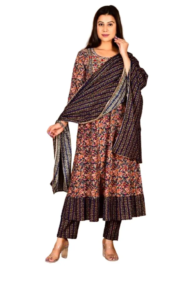 Navyblue_Cotton_Premium_Anarkali_Kurta_Set_For_Women