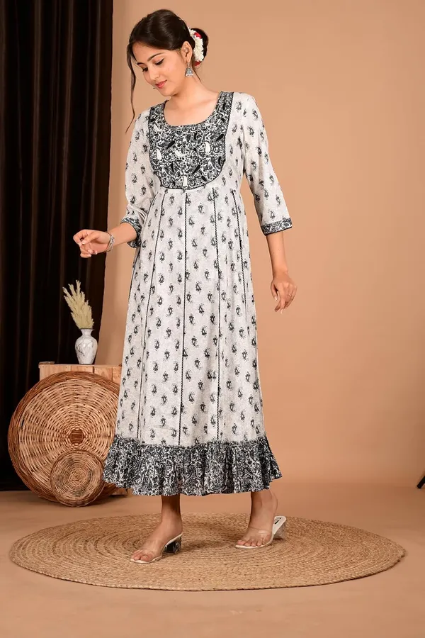 Black_Cotton_Premium_Gown_Kurta_For_Women