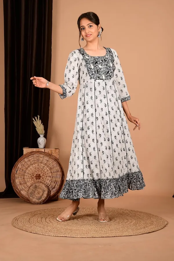 Black_Cotton_Premium_Gown_Kurta_For_Women