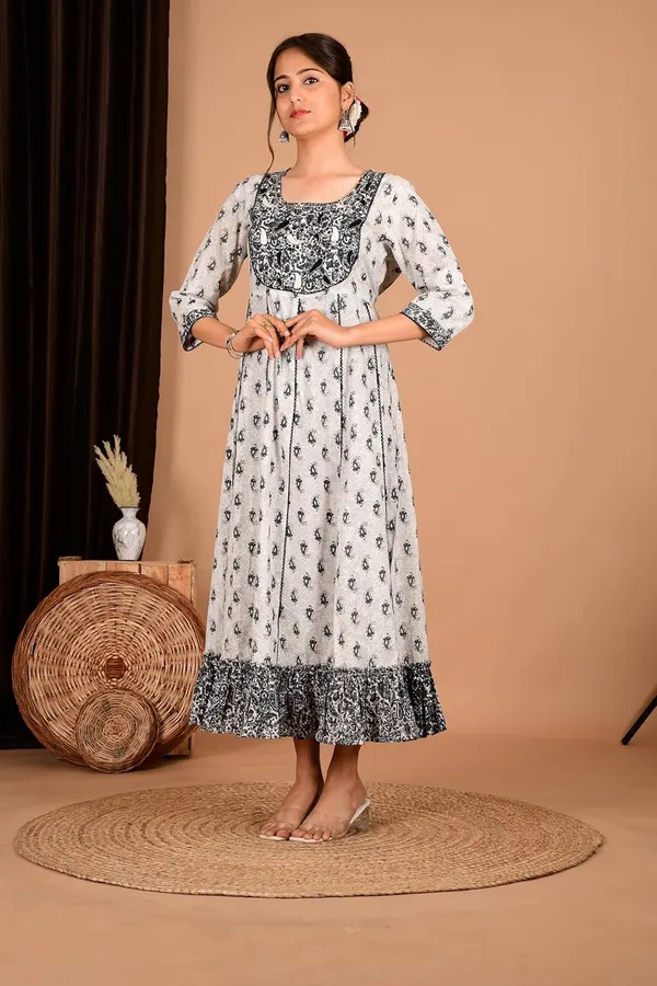 Black_Cotton_Premium_Gown_Kurta_For_Women