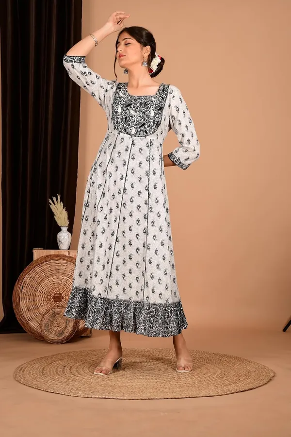 Black_Cotton_Premium_Gown_Kurta_For_Women