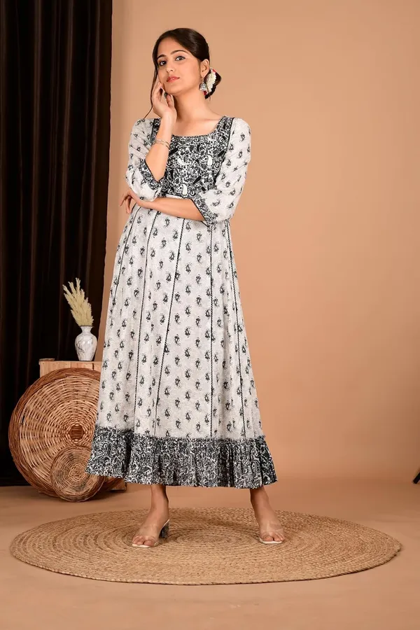 Black_Cotton_Premium_Gown_Kurta_For_Women