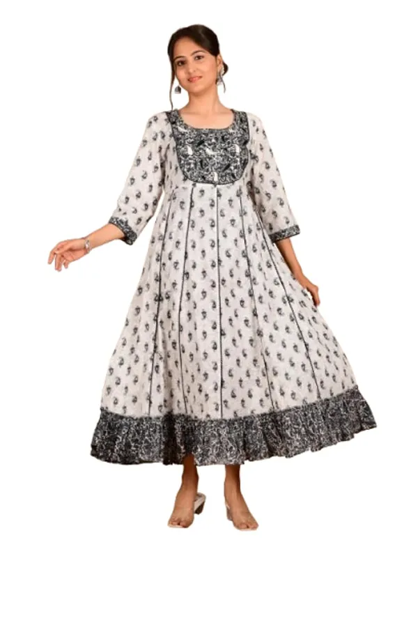 Black_Cotton_Premium_Gown_Kurta_For_Women