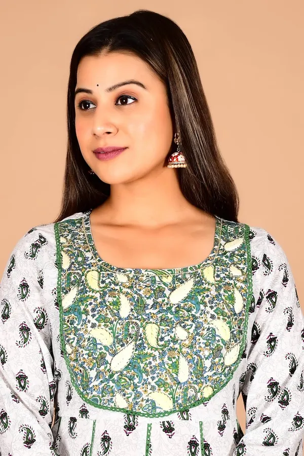 Green_Cotton_Premium_Gown_Kurta_For_Women